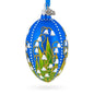 1898 Lilies of the Valley Royal Blue Egg Glass Ornament, 4 inches