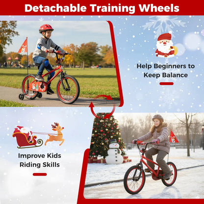 Kids Bike 12-18 Inch with Training Wheels & Christmas Music