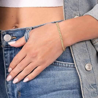 18K Gold Curb Cuban Link Chain Bracelet 8" - Cartsfy Inc.