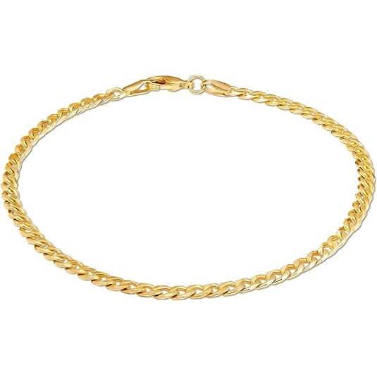 18K Gold Curb Cuban Link Chain Bracelet 8" - Cartsfy Inc.