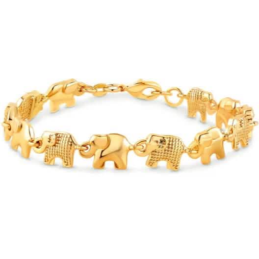 18K Gold Elephant Bracelet For Women 8" Cartsfy Inc.