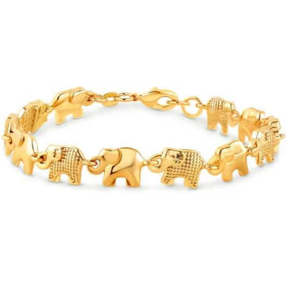 18K Gold Elephant Bracelet For Women 8" Cartsfy Inc.