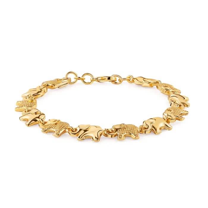 18K Gold Elephant Bracelet For Women 8" Cartsfy Inc.