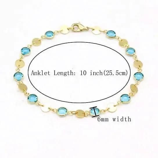 18k Gold Filled High Polish Finish Aquamarine Crystal Ankle Bracelet DailySale Default Title Default Title-
