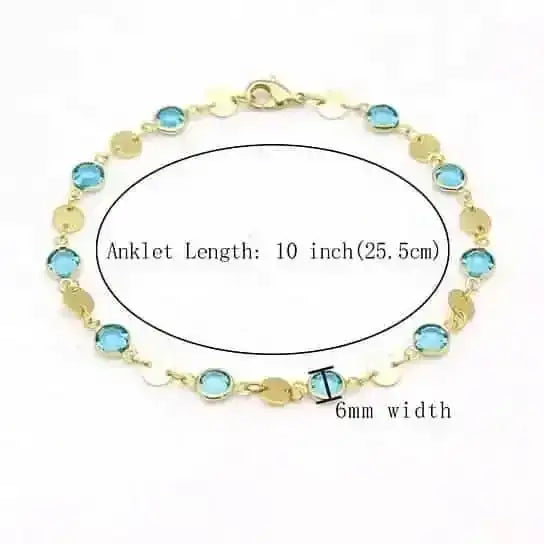 18k Gold Filled High Polish Finish Aquamarine Crystal Ankle Bracelet DailySale Default Title Default Title-