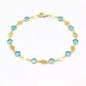 18k Gold Filled High Polish Finish Aquamarine Crystal Ankle Bracelet Cartsfy Inc.