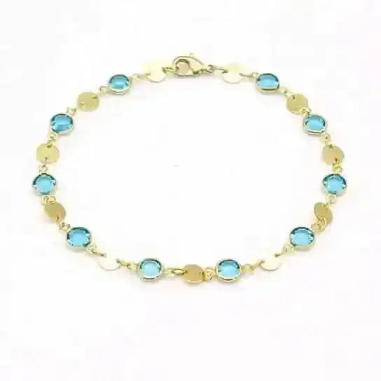 18k Gold Filled Aquamarine Crystal Ankle Bracelet