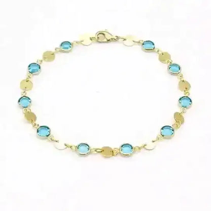 18k Gold Filled Aquamarine Crystal Ankle Bracelet