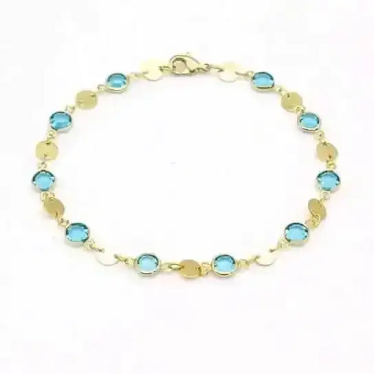 18k Gold Filled Aquamarine Crystal Ankle Bracelet