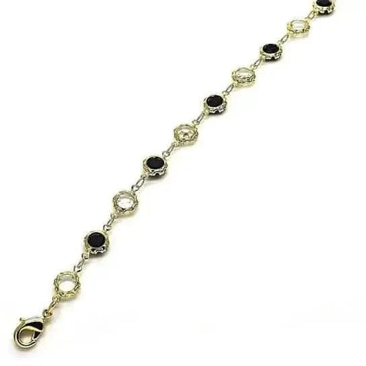 18K Gold Filled High Polish Finish Black and White Made With Crystal Round Ankle Bracelet DailySale Default Title Default Title-