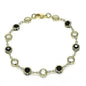 18K Gold Filled High Polish Finish Black and White Made With Crystal Round Ankle Bracelet - Cartsfy Inc.