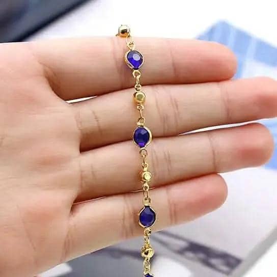 18k Gold Filled High Polish Finish Blue Crystal Ankle Bracelet DailySale Default Title Default Title-