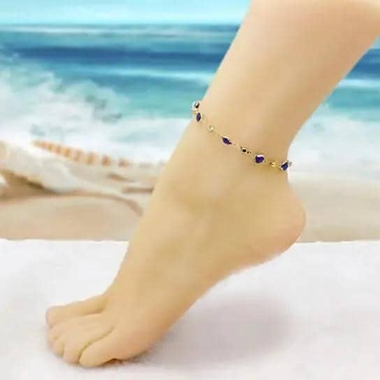 18k Gold Filled High Polish Finish Blue Crystal Ankle Bracelet DailySale Default Title Default Title-
