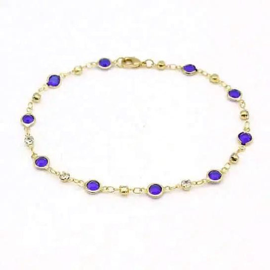 18k Gold Filled High Polish Finish Blue Crystal Ankle Bracelet DailySale Default Title Default Title-