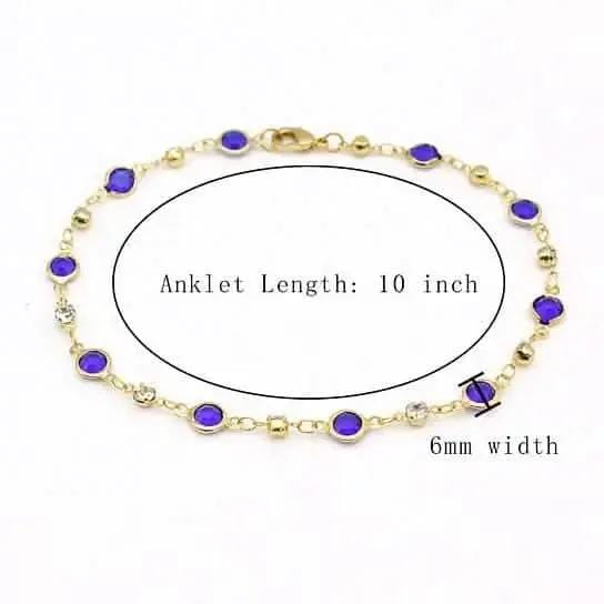 18k Gold Filled High Polish Finish Blue Crystal Ankle Bracelet DailySale Default Title Default Title-