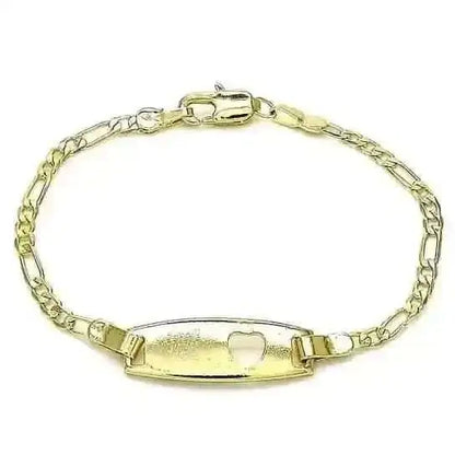 Personalized 18k Gold Filled Heart Link ID Bracelet for kids
