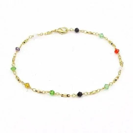 18k Gold Filled Multi Color Ball Crystal Ankle Bracelet