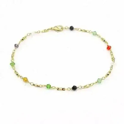 18k Gold Filled Multi Color Ball Crystal Ankle Bracelet