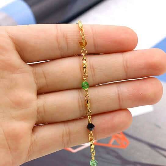 18k Gold Filled High Polish Finish Multi Color Ball Crystal Ankle Bracelet Cartsfy Inc.