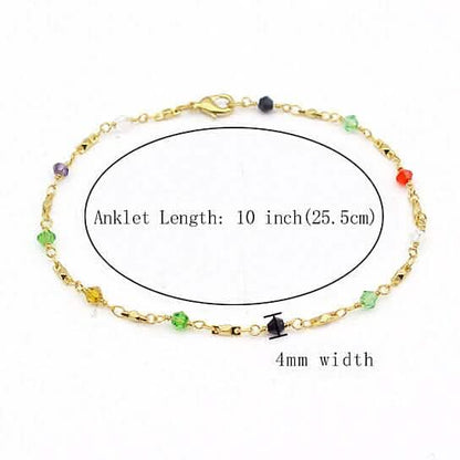 18k Gold Filled High Polish Finish Multi Color Ball Crystal Ankle Bracelet Cartsfy Inc.
