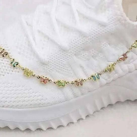 18k Gold Filled High Polish Finish Multi Color Crystal Butterfly Ankle Bracelet DailySale Default Title Default Title-