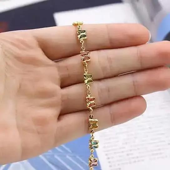 18k Gold Filled High Polish Finish Multi Color Crystal Butterfly Ankle Bracelet DailySale Default Title Default Title-