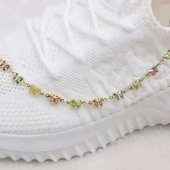 18k Gold Filled High Polish Finish Multi Color Crystal Butterfly Ankle Bracelet DailySale Default Title Default Title-