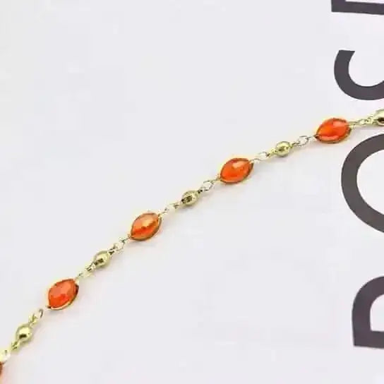 18K Gold Filled High Polish Finish Oval Crystal Ankle Bracelet DailySale Default Title Default Title-