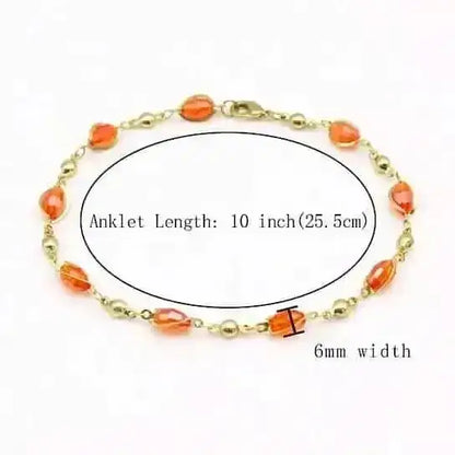 18K Gold Filled High Polish Finish Oval Crystal Ankle Bracelet DailySale Default Title Default Title-