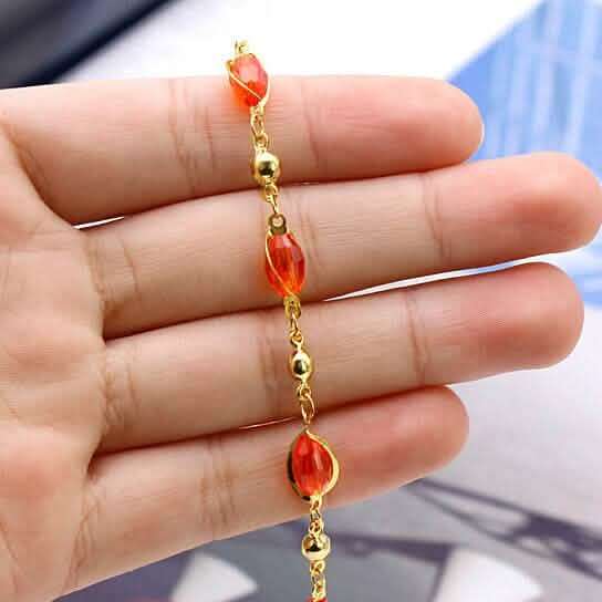 18K Gold Filled High Polish Finish Oval Crystal Ankle Bracelet Cartsfy Inc.