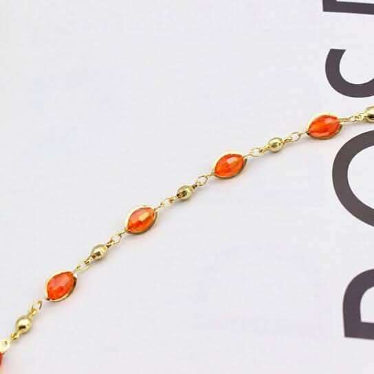 18K Gold Filled High Polish Finish Oval Crystal Ankle Bracelet Cartsfy Inc.