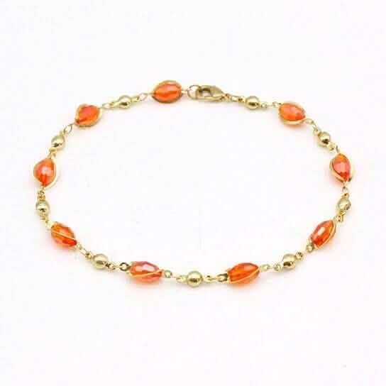18K Gold Filled High Polish Finish Oval Crystal Ankle Bracelet Cartsfy Inc.