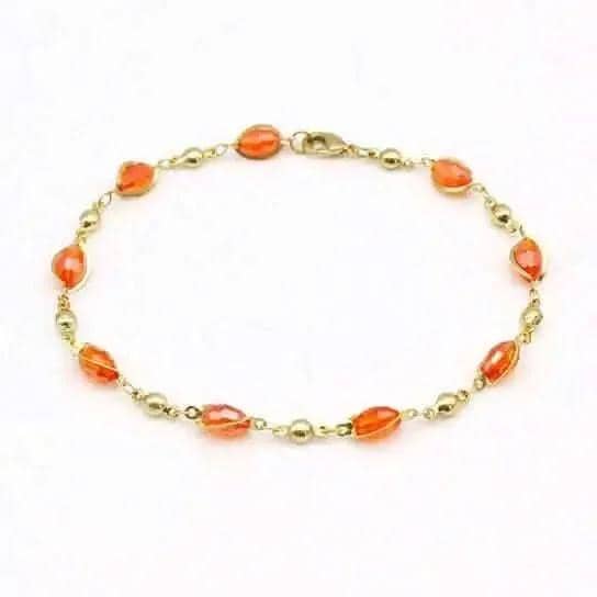 18K Gold Filled High Polish Oval Crystal Ankle Bracelet elegantly styled