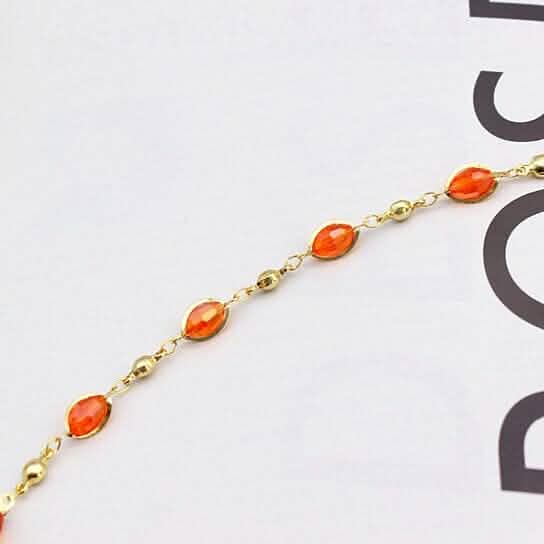 18K Gold Filled High Polish Finish Oval Crystal Ankle Bracelet - Cartsfy Inc.