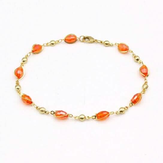 18K Gold Filled High Polish Finish Oval Crystal Ankle Bracelet - Cartsfy Inc.