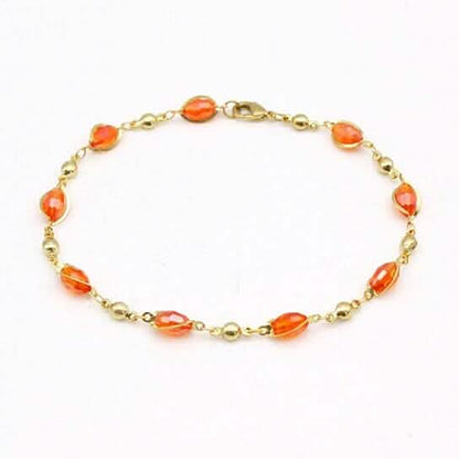 18K Gold Filled High Polish Finish Oval Crystal Ankle Bracelet - Cartsfy Inc.