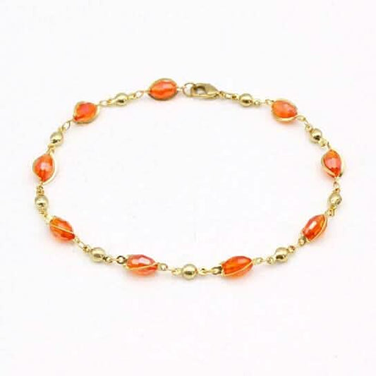 18K Gold Filled High Polish Finish Oval Crystal Ankle Bracelet - Cartsfy Inc.