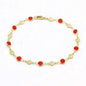 18k Gold Filled High Polish Finish Red Crystal Flower Ankle Bracelet