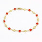 18k Gold Filled High Polish Finish Red Crystal Flower Ankle Bracelet - Cartsfy Inc.