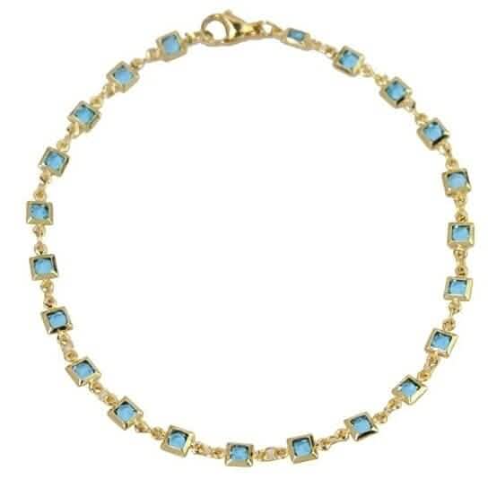 18K Gold Plated Light Blue Crystal Square Ankle Bracelet Cartsfy Inc.