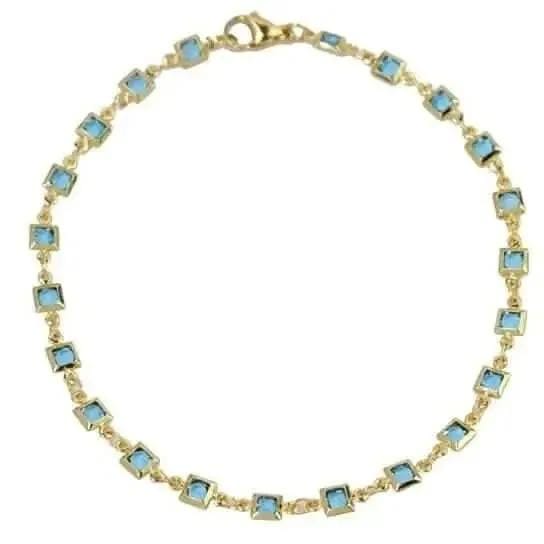 18K Gold Plated Light Blue Crystal Square Ankle Bracelet DailySale Default Title Default Title-