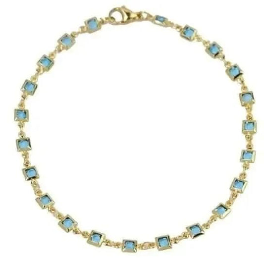 18K Gold Plated Light Blue Crystal Square Ankle Bracelet DailySale Default Title Default Title-