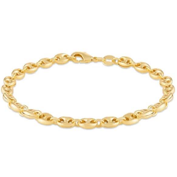 18K gold mariner link bracelet with puffed round links and box clasp