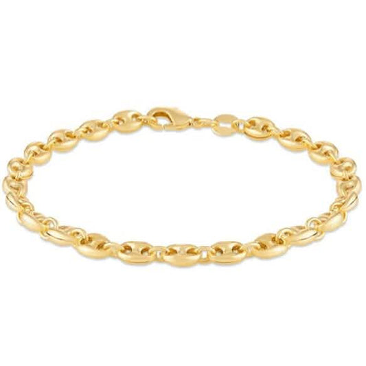 18K gold mariner link bracelet with puffed round links and box clasp