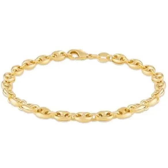 Elegant 18K Gold Puff 8" Mariner Bracelet