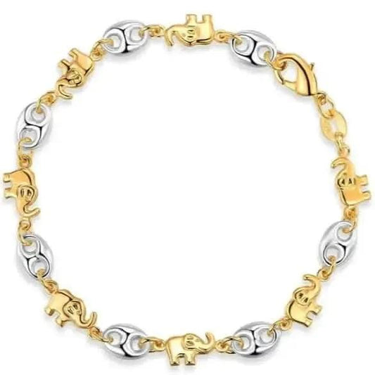 18K Gold Two-Tone Elephant Bracelet DailySale Default Title Default Title-