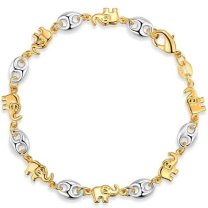 18K Gold Two - Tone Elephant Bracelet - Cartsfy Inc.