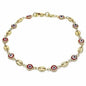Gold filled ankle bracelet with red evil eye bead links and lobster clasp