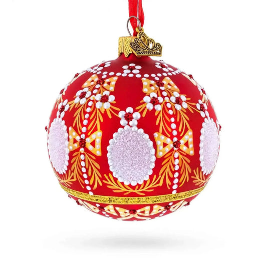 1908 Alexander Palace Royal Red Glass Ball Christmas Ornament 3.25 Inches Cartsfy Inc.