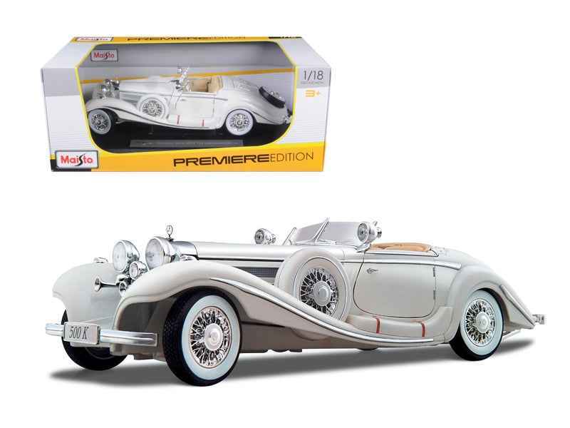1936 Mercedes Benz 500 K Special Roadster White 1/18 Diecast Model Car by Maisto Miniature Motors Default Title Default Title-